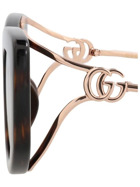 New Gucci Womens Square/Rectangle Havana Gold Brown Fashion Designer Sunglasses main image 5